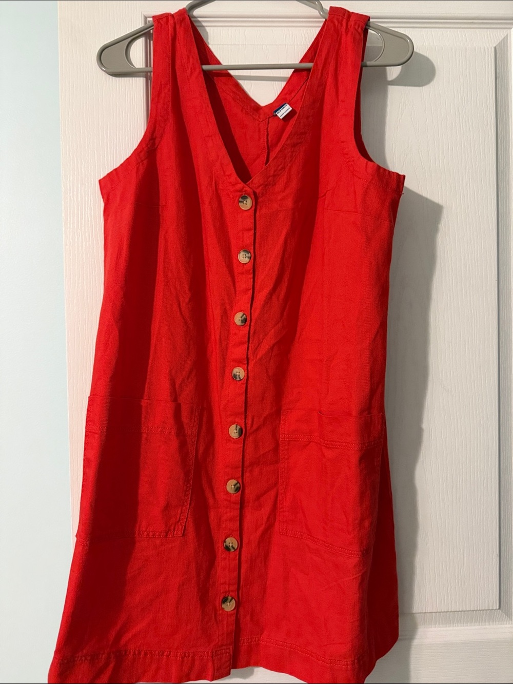 Old Navy Red Button-Front Midi Dress